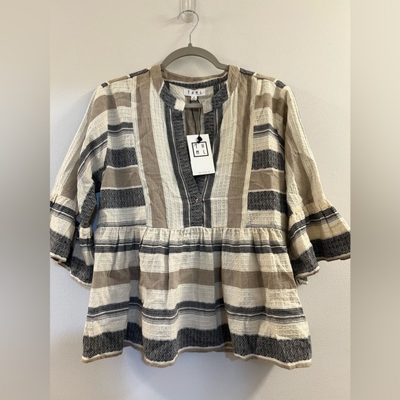 THML Beige and Gray Striped Top - Picture 8 of 11